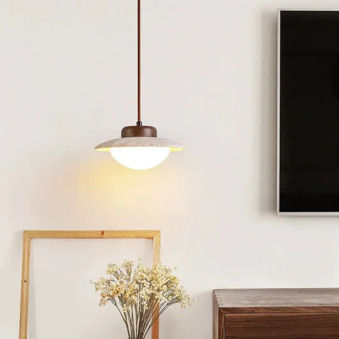 Astrae Stone and Metal Pendant Light for Dining Rooms