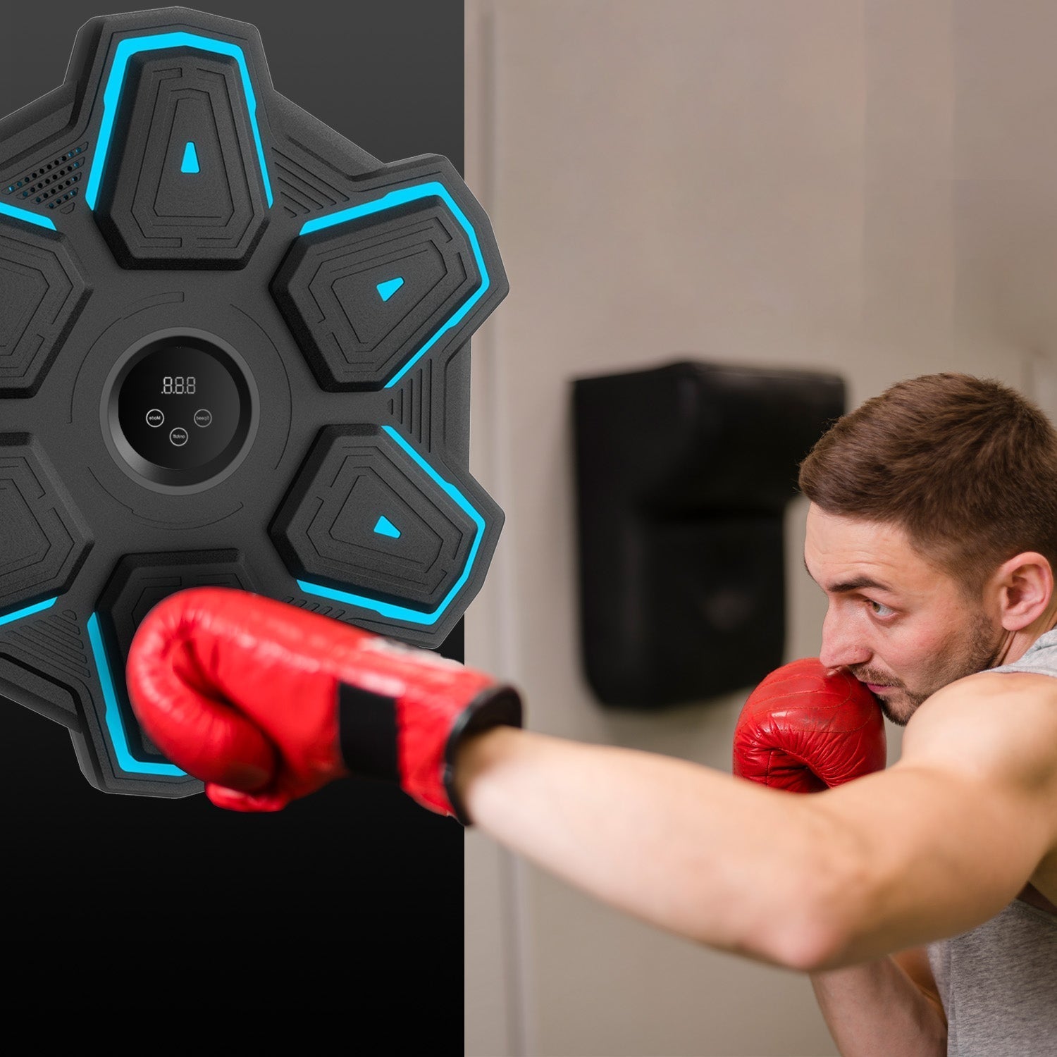 Hudební boxovací stroj s boxerskými rukavicemi pro domácí cvičení