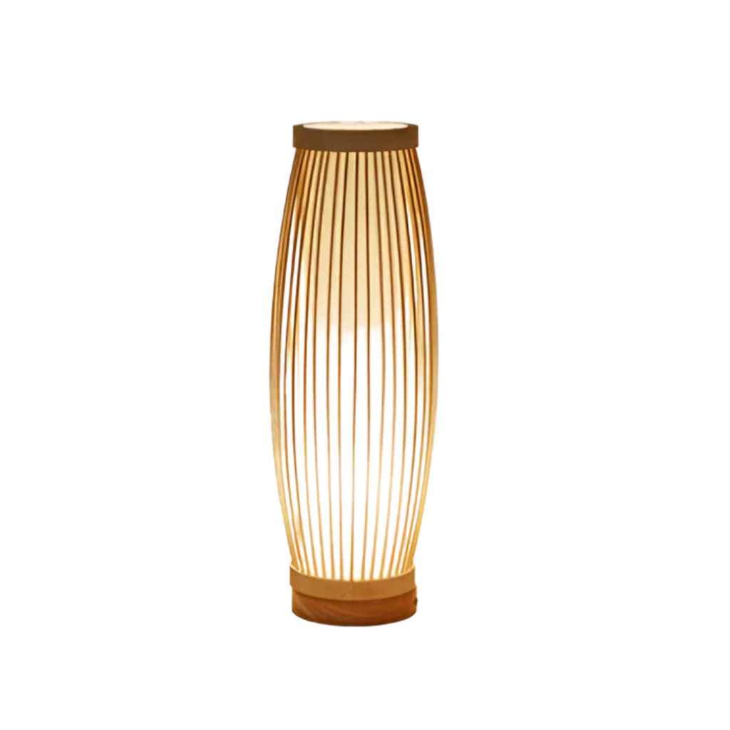 Hinata bambu LED-bordslampa i japansk stil för sovrum och skrivbord, lugnt sken