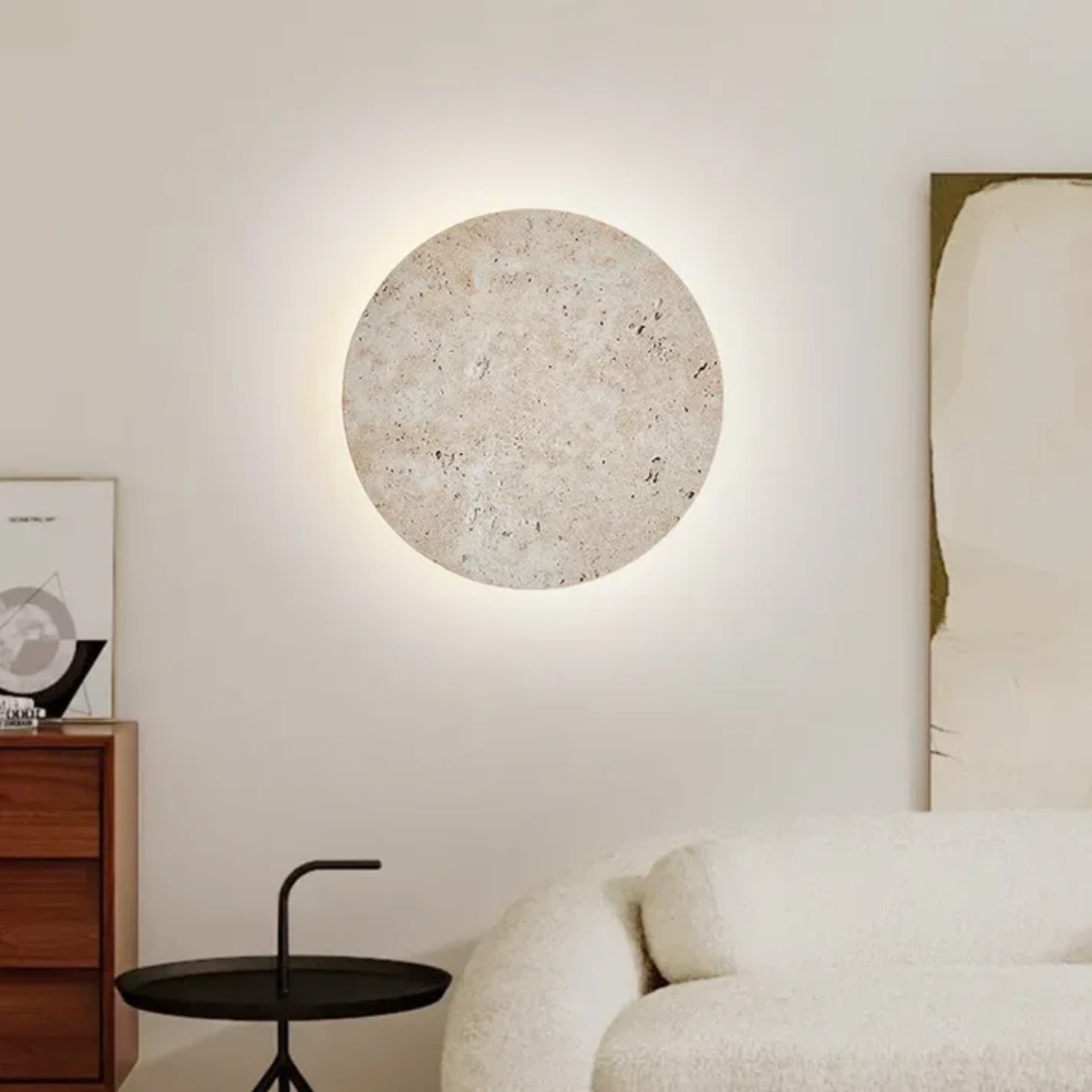 Aurelia Travertine Wall Lamp Luxury LED Ambient Light For Living Rooms