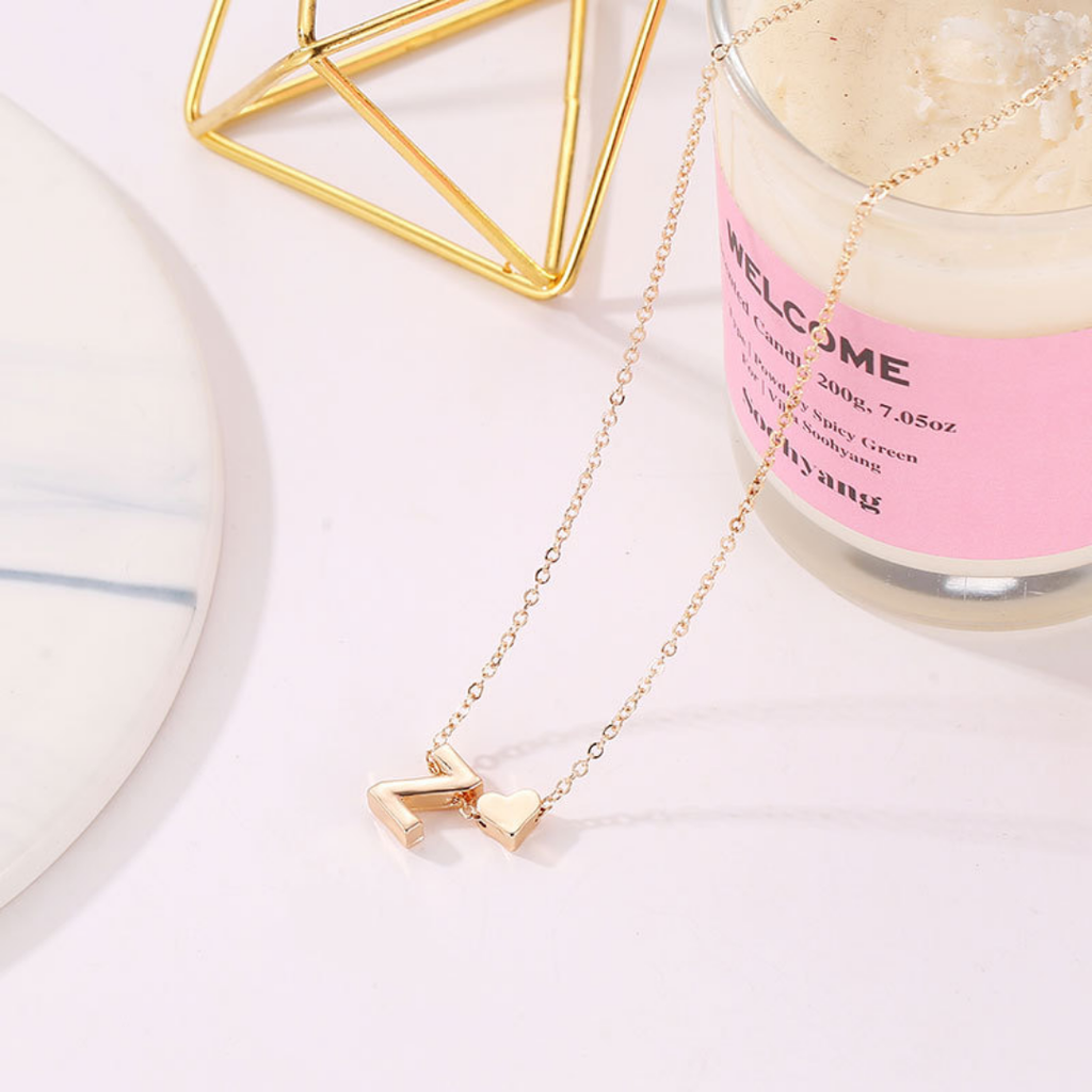 Luna Heart Initial Pendant Necklace