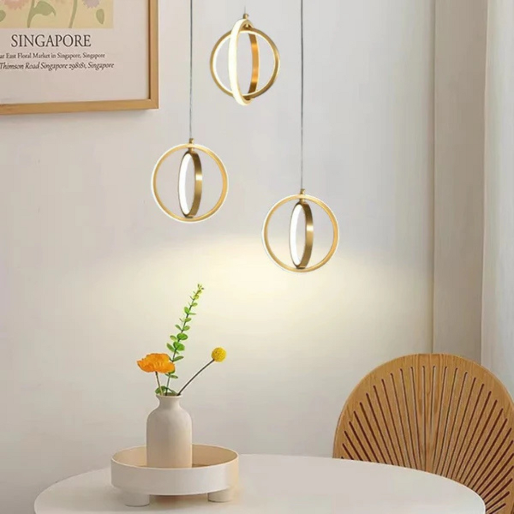 چراغ آویز LED طلایی اورلیا آرک برای اتاق‌های نشیمن