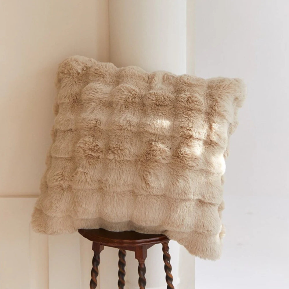 Marinelle Faux Rabbit Fur Pillow Cover With Cotton Blend