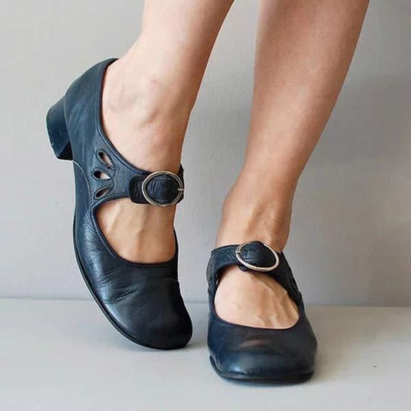 Lunora Orthopedic Leather Sandals With Buckle In Vintage Style