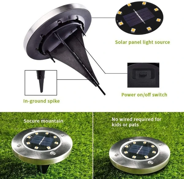 Venkovní solární zemní světla s 12 LED, odolná proti povětrnostním vlivům, pro zahradu a dvůr