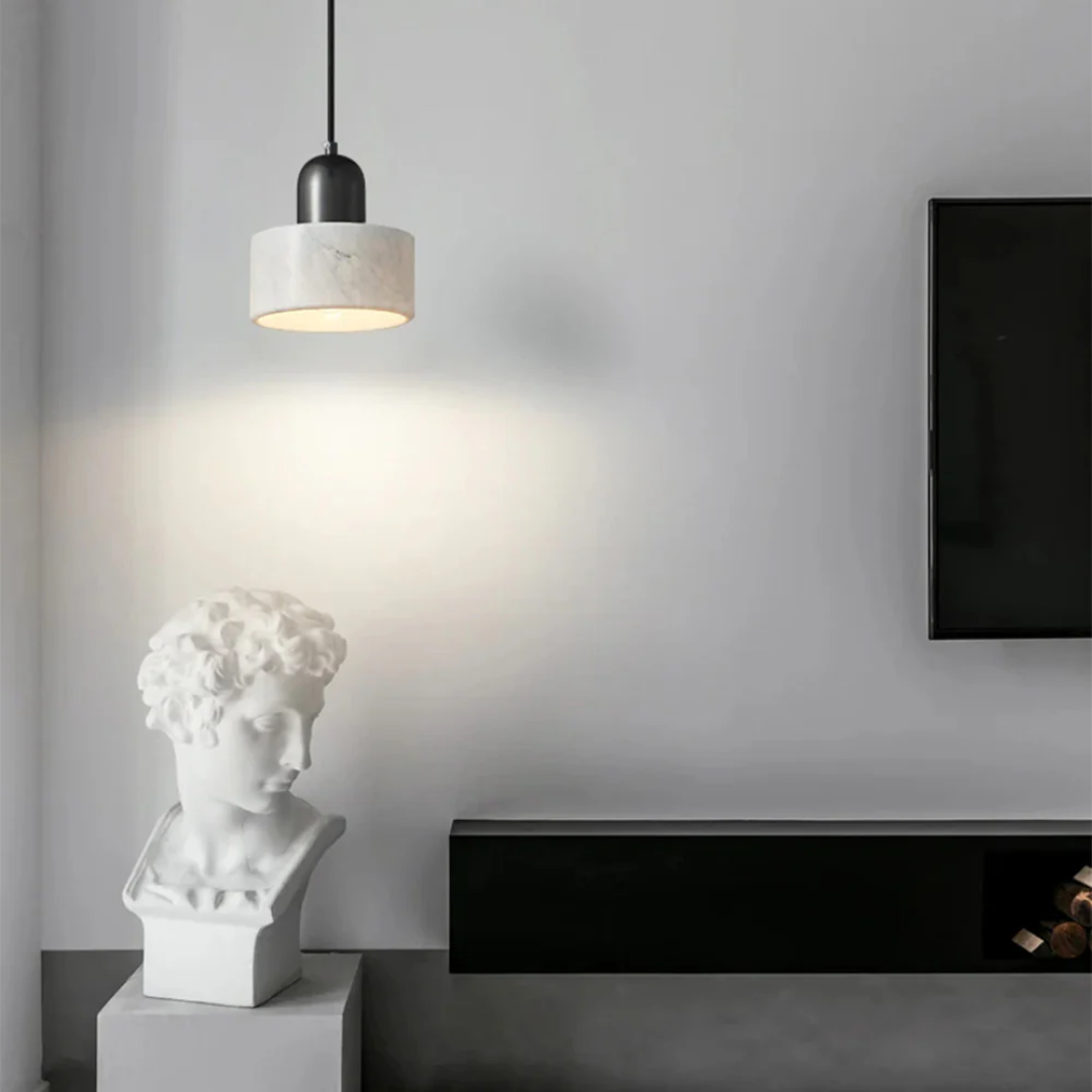 Kirrea Marble Pendant Light With Brass Accents For Dining Rooms