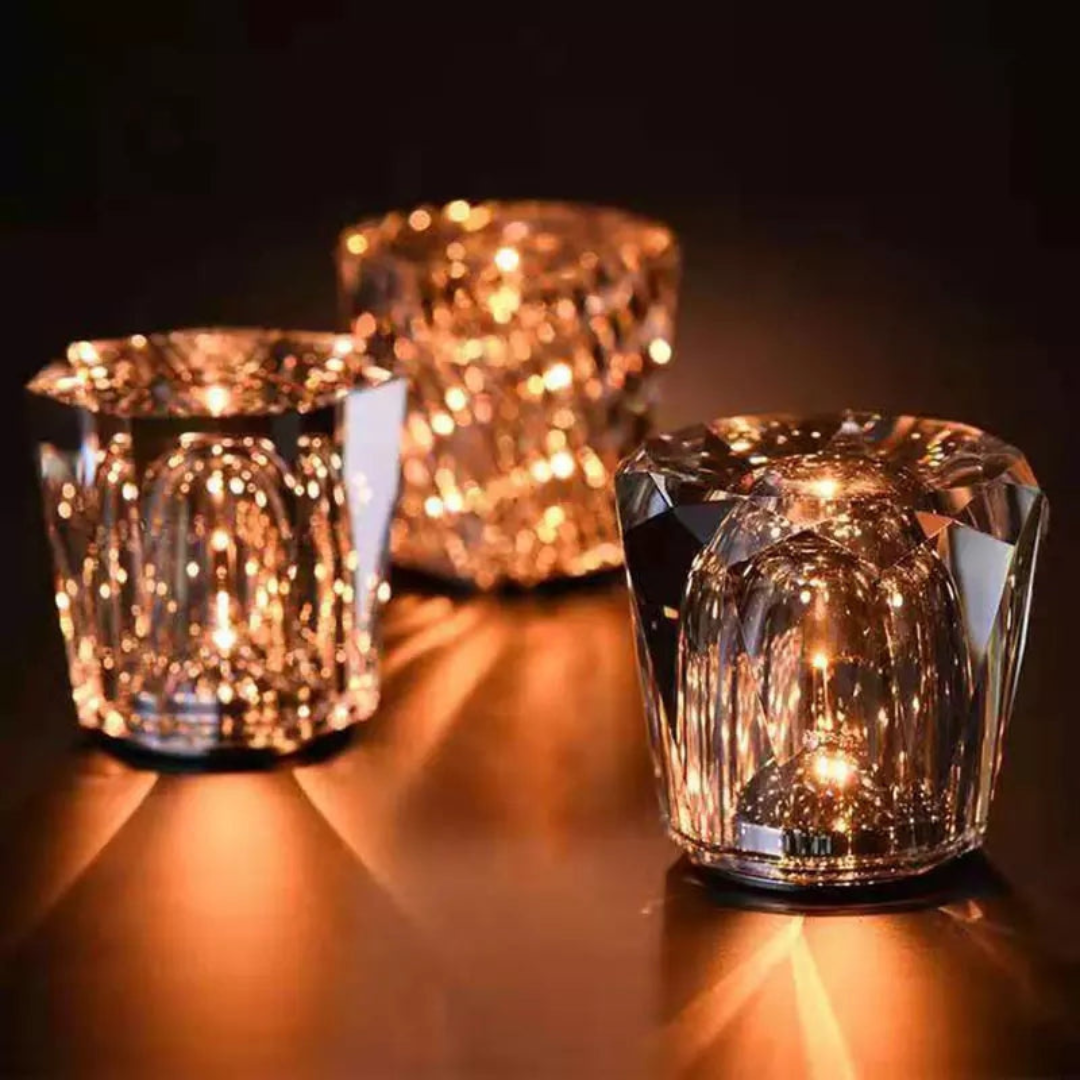 Solara CrystalGlow dobíjecí LED stolní lampa s broušeným krystalem