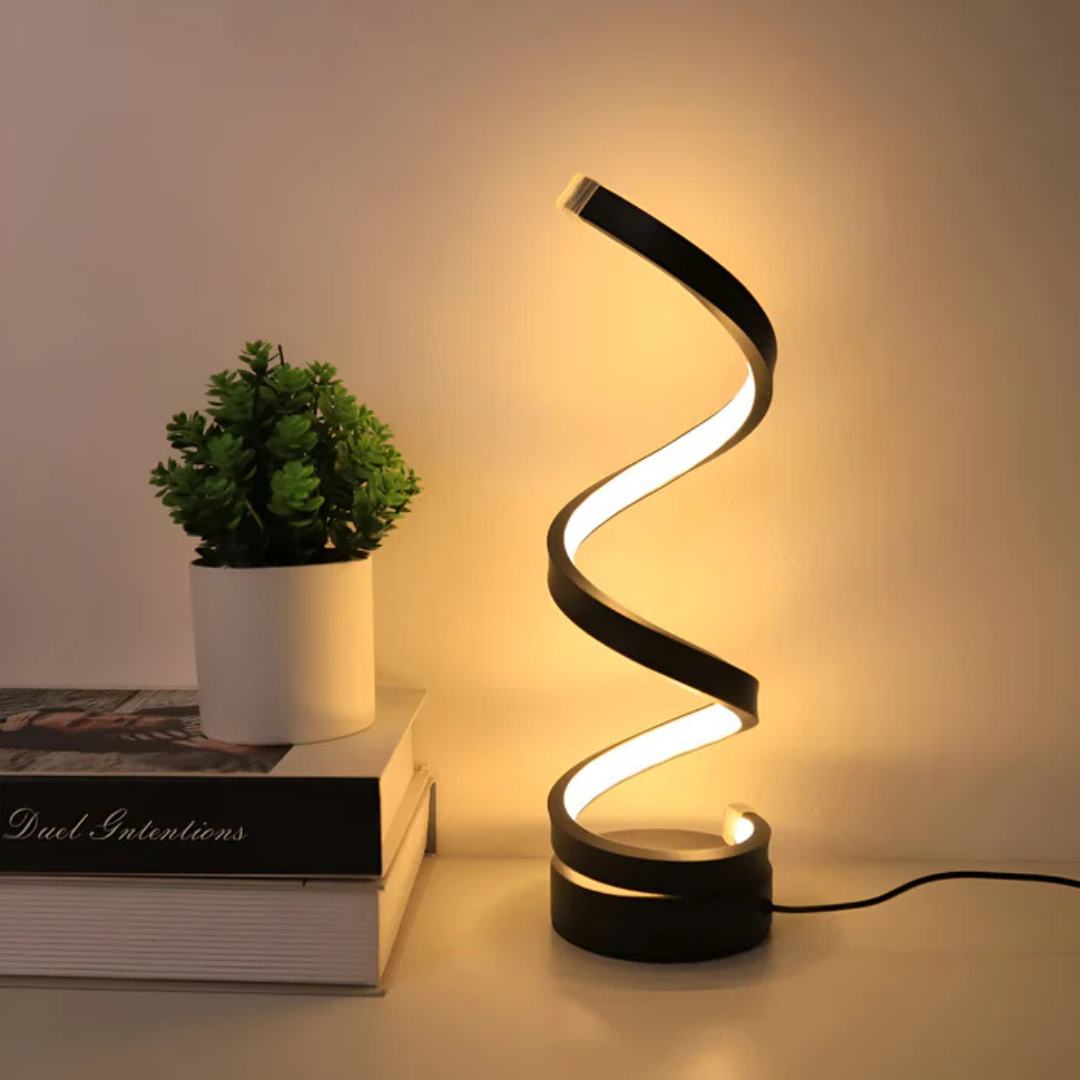 Lampa stołowa LED LumaSpire Spiralna zasilana baterią, ściemnialna, regulowana barwa światła