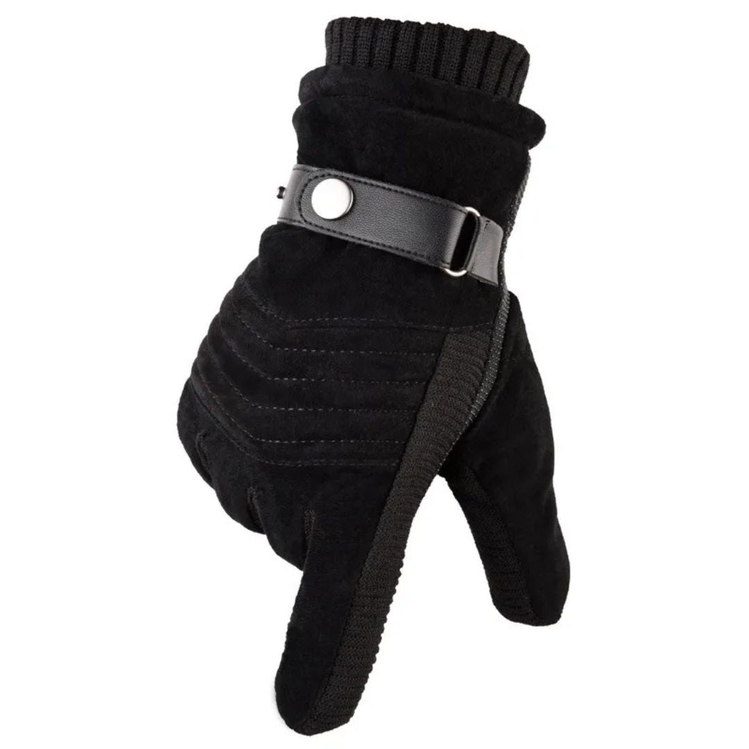 Guanti Invernali Touch Screen da Uomo con Calore, Comfort e Cinturino in Vera Pelle