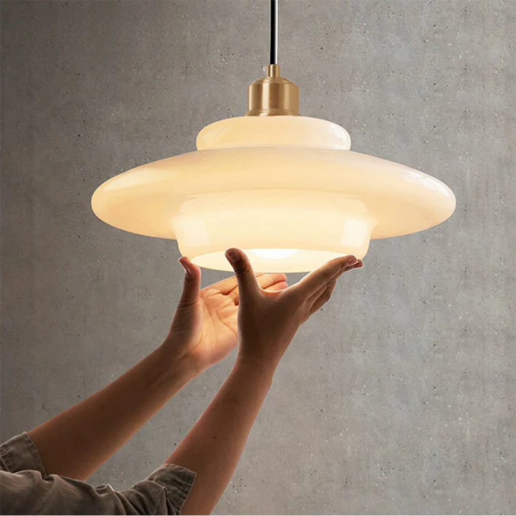 Celestia | White Glass Pendant Light for Dining and Kitchen Areas