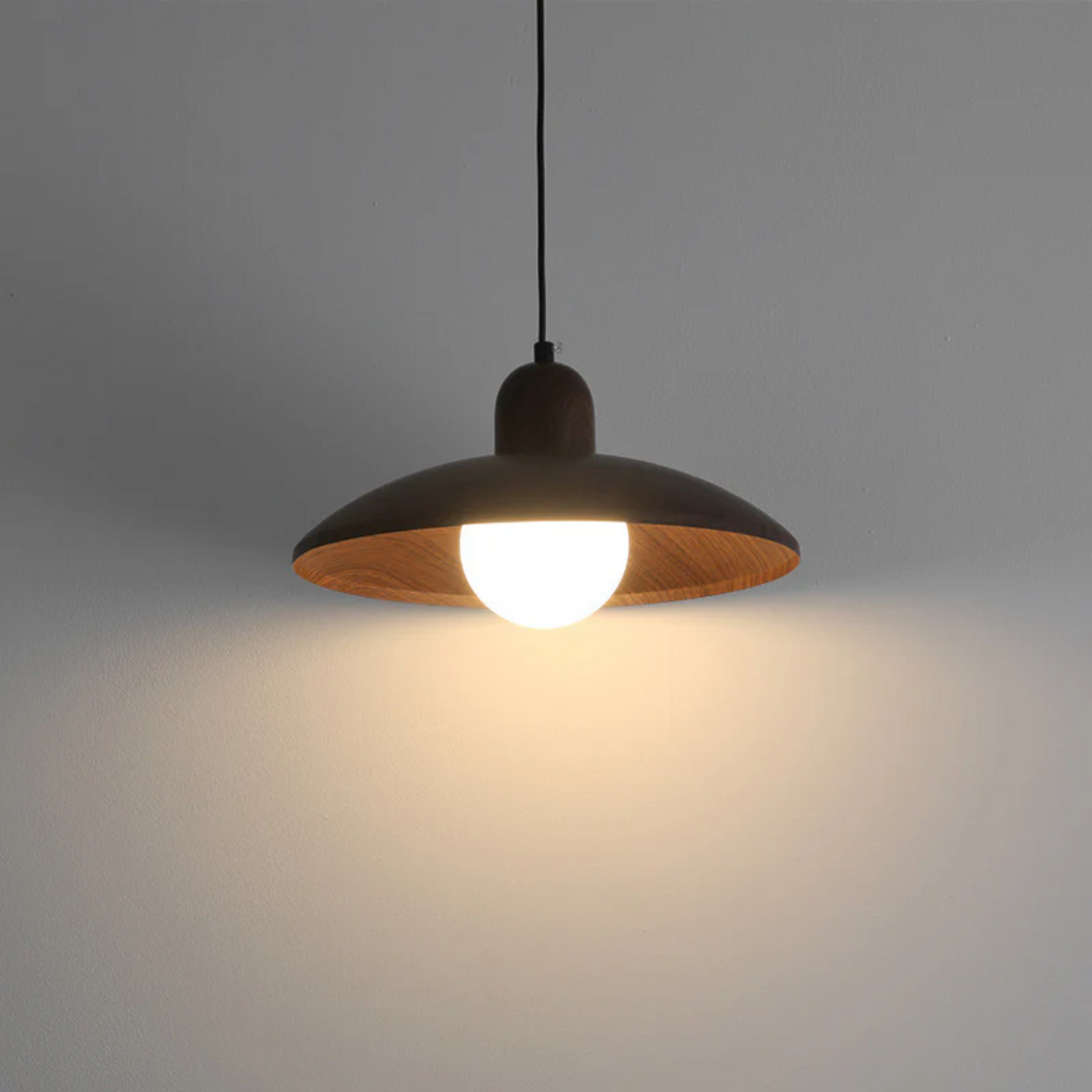 Kireto Walnut Wood Pendant Light in Wabi-Sabi Style for Living Rooms
