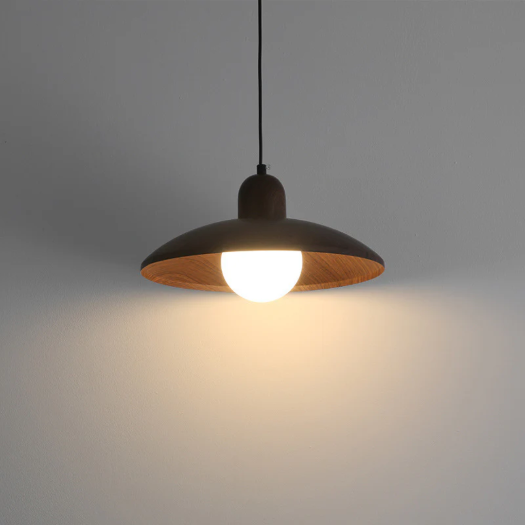 Kireto Walnut Wood Pendant Light in Wabi-Sabi Style for Living Rooms