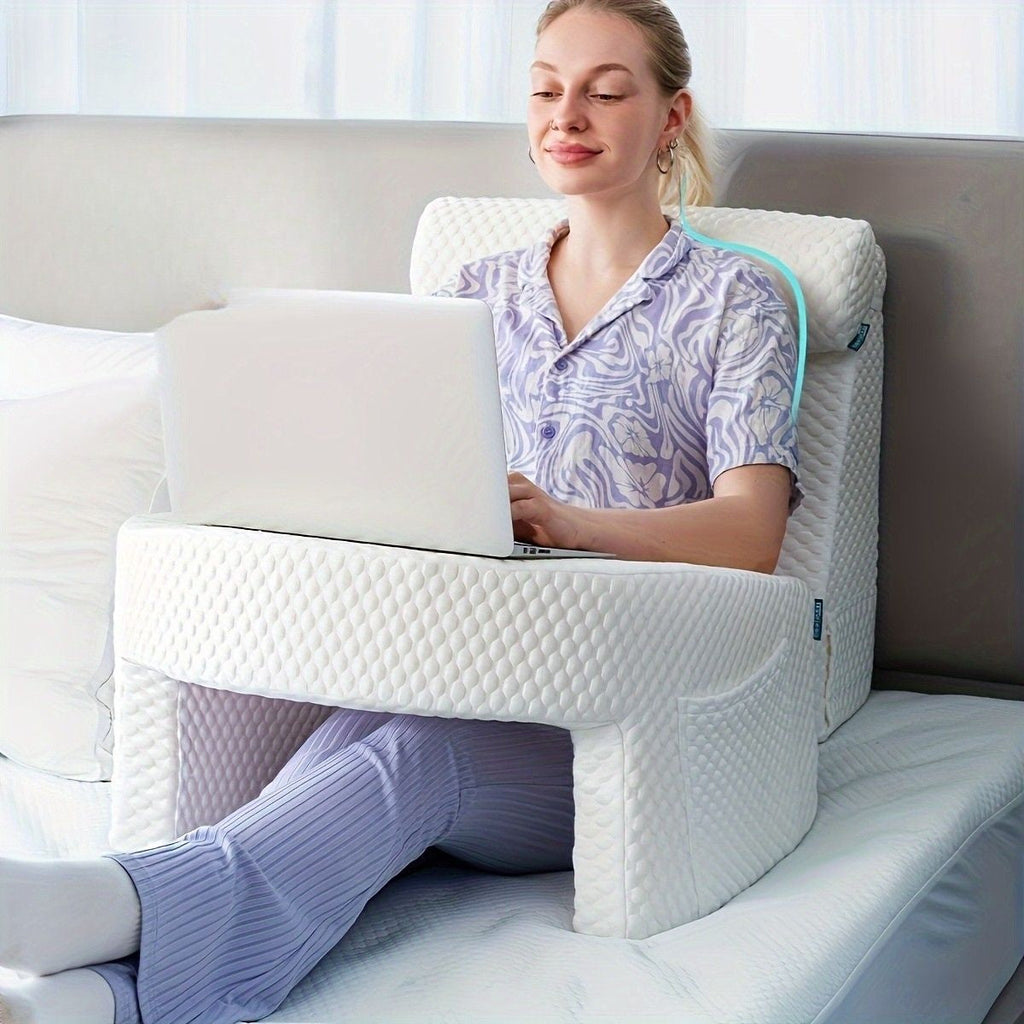CozyNest Extra Large Memory Foam Reading Pillow With Arm Support For Gaming And Work