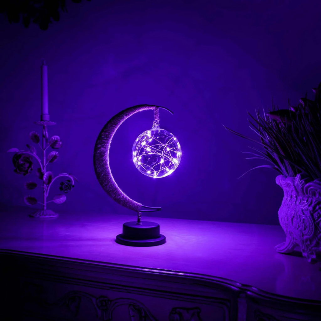 Lunara Rope Moon Tischlampe mit warmem Nachtlichtschein