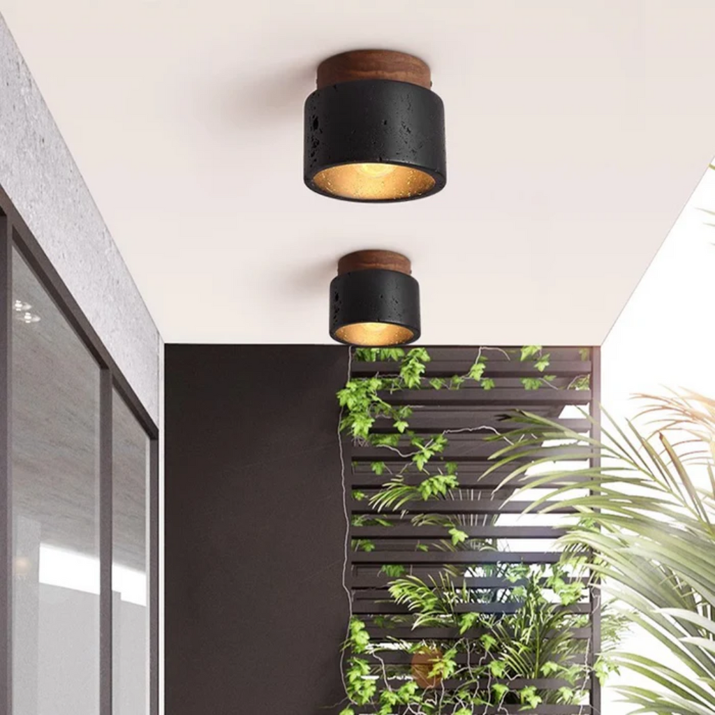 Stropní svítidlo StoneVale s kameným vzhledem pro obývací pokoje a chodby, průměr 12 cm