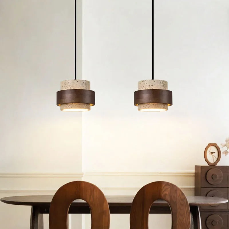 Korensa | Stone & Wood Pendelleuchte mit verstellbarem Kabel