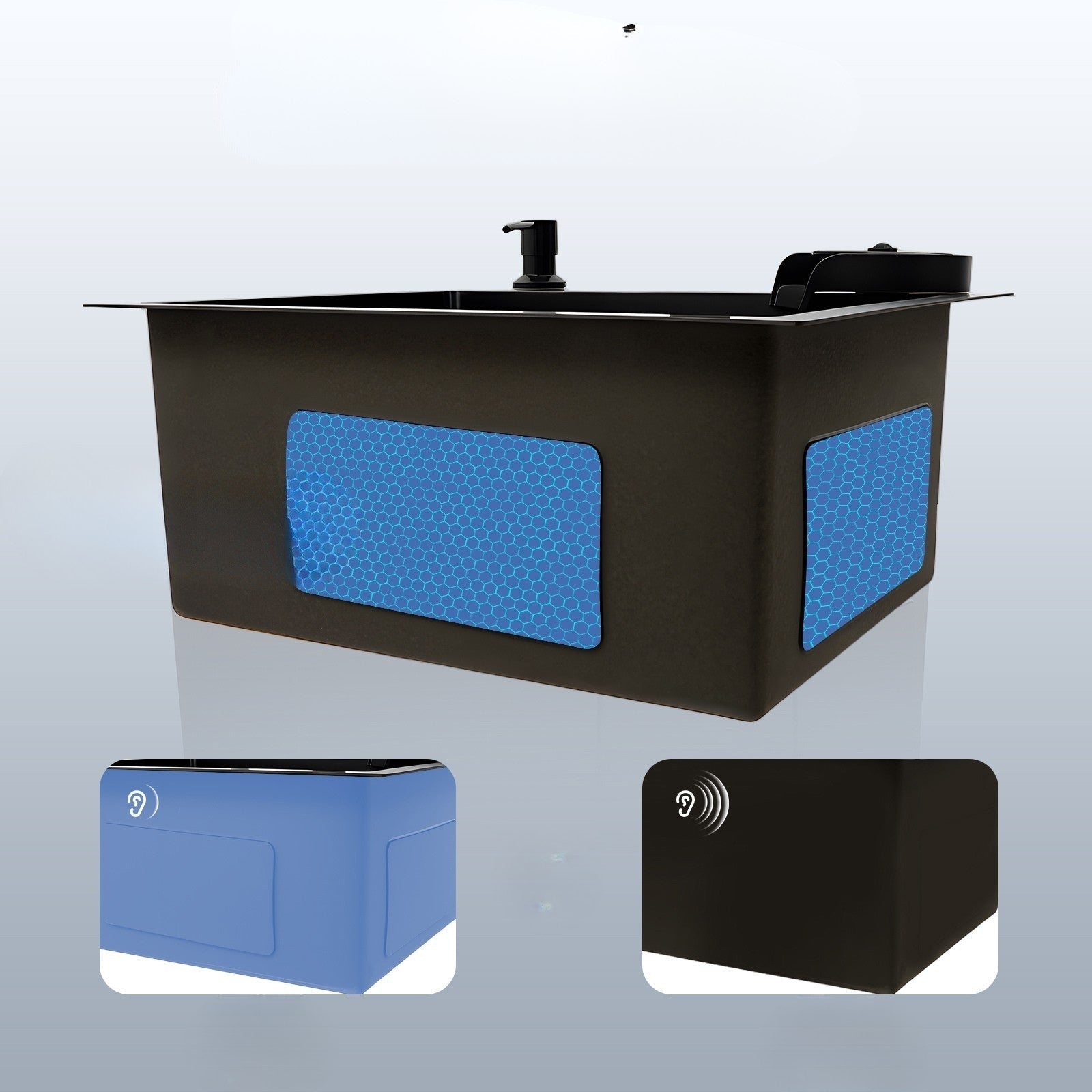 Lavello da Cucina in Acciaio Inox Nero NovaLine con Rubinetto Estraibile e Accessori Integrati