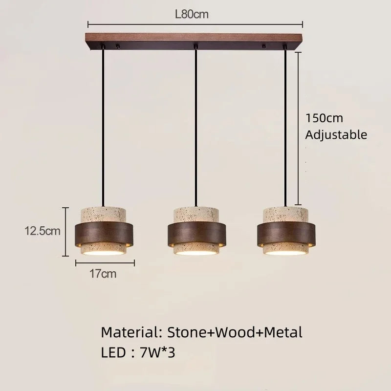 چراغ آویز TerraStone چوب و سنگ با سیم قابل تنظیم