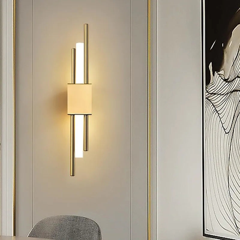 چراغ دیواری LumeNova NightGlow مشکی و طلایی LED برای اتاق خواب