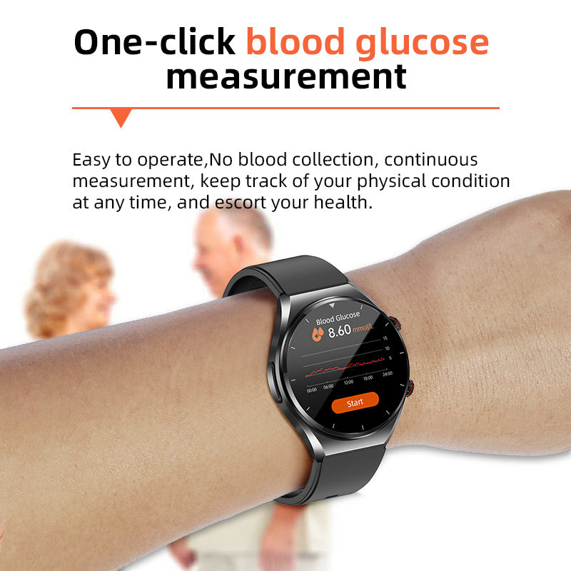 Relógio de Saúde com Um Clique: Monitor de Açúcar no Sangue, Pressão Arterial, ECG, VFC e Frequência Cardíaca