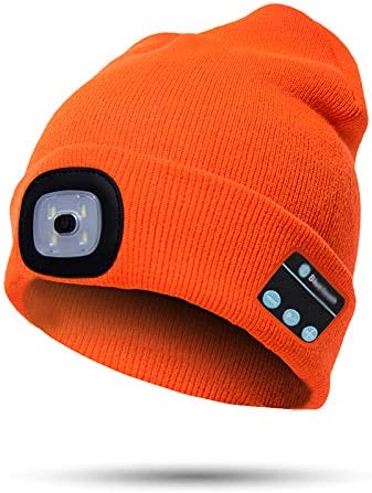 Beanie Hat With Light and Wireless Headphones, Bluetooth 5.0
