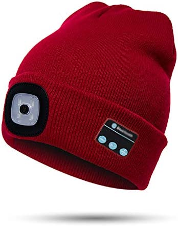 Beanie Hat With Light and Wireless Headphones, Bluetooth 5.0