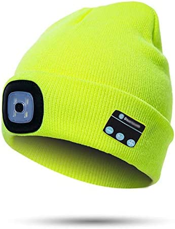 Beanie Hat With Light and Wireless Headphones, Bluetooth 5.0