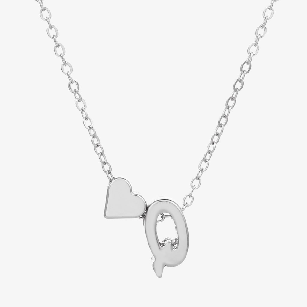 Luna Heart Initial Pendant Necklace