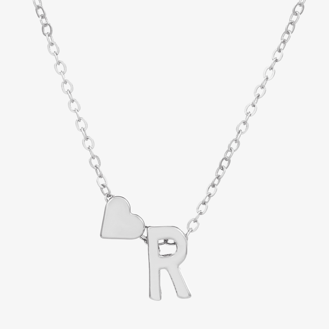 Luna Heart Initial Pendant Necklace
