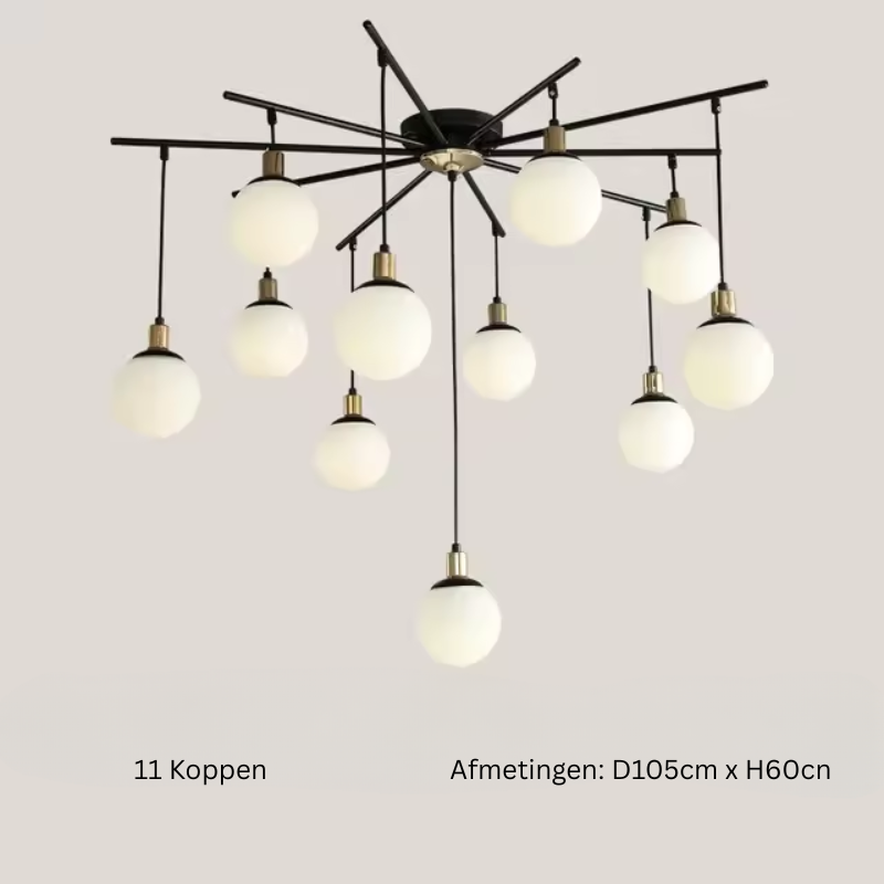 Virelle postmoderne glaslysekrone med LED til stuen