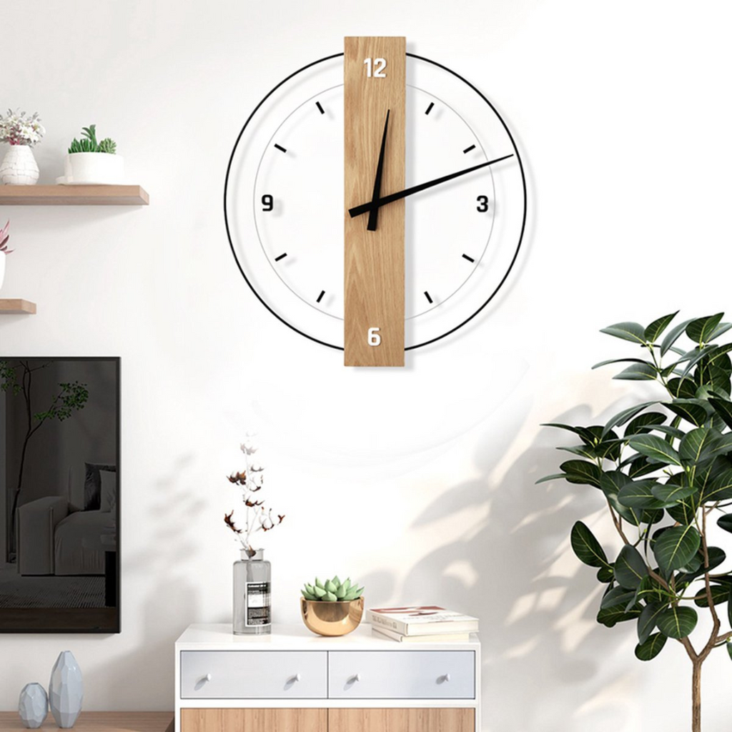 Averin Large Silent Wooden Wall Clock for Living Room