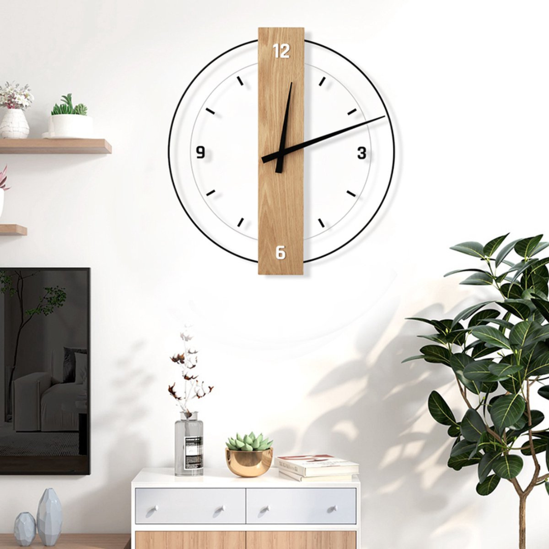 Averin Large Silent Wooden Wall Clock for Living Room