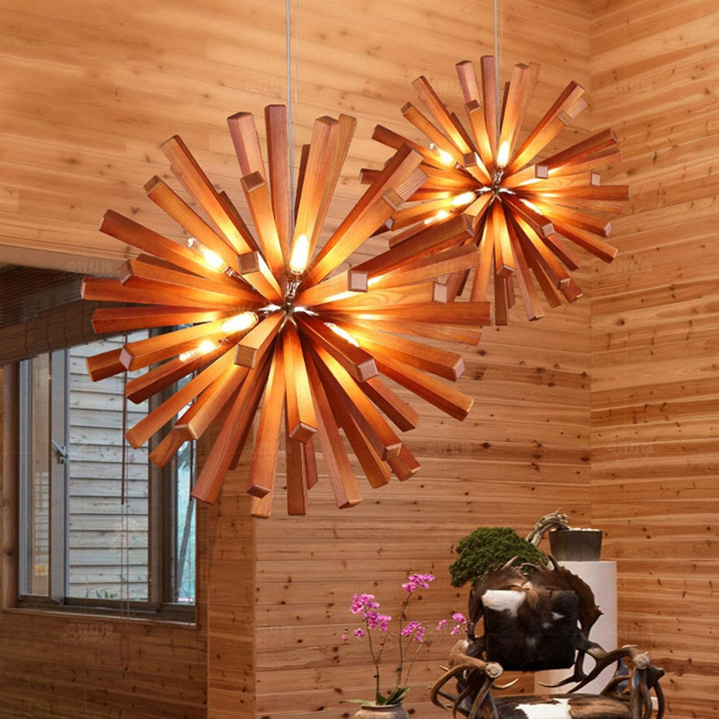 Závěsné svítidlo SylvaLume Timber do jídelny s teplým dřevěným tónem