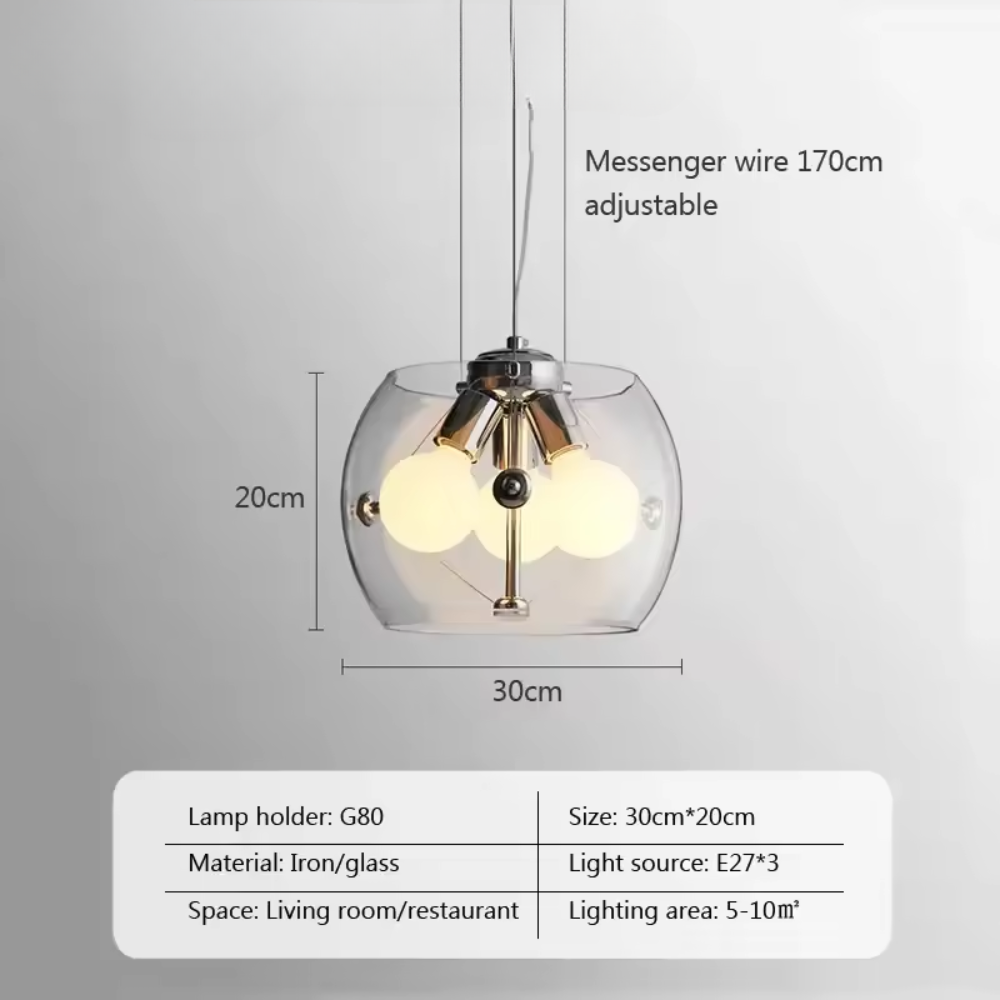 لوستر شیشه‌ای LED نوا لوکس برای آشپزخانه، اتاق نشیمن و غذاخوری