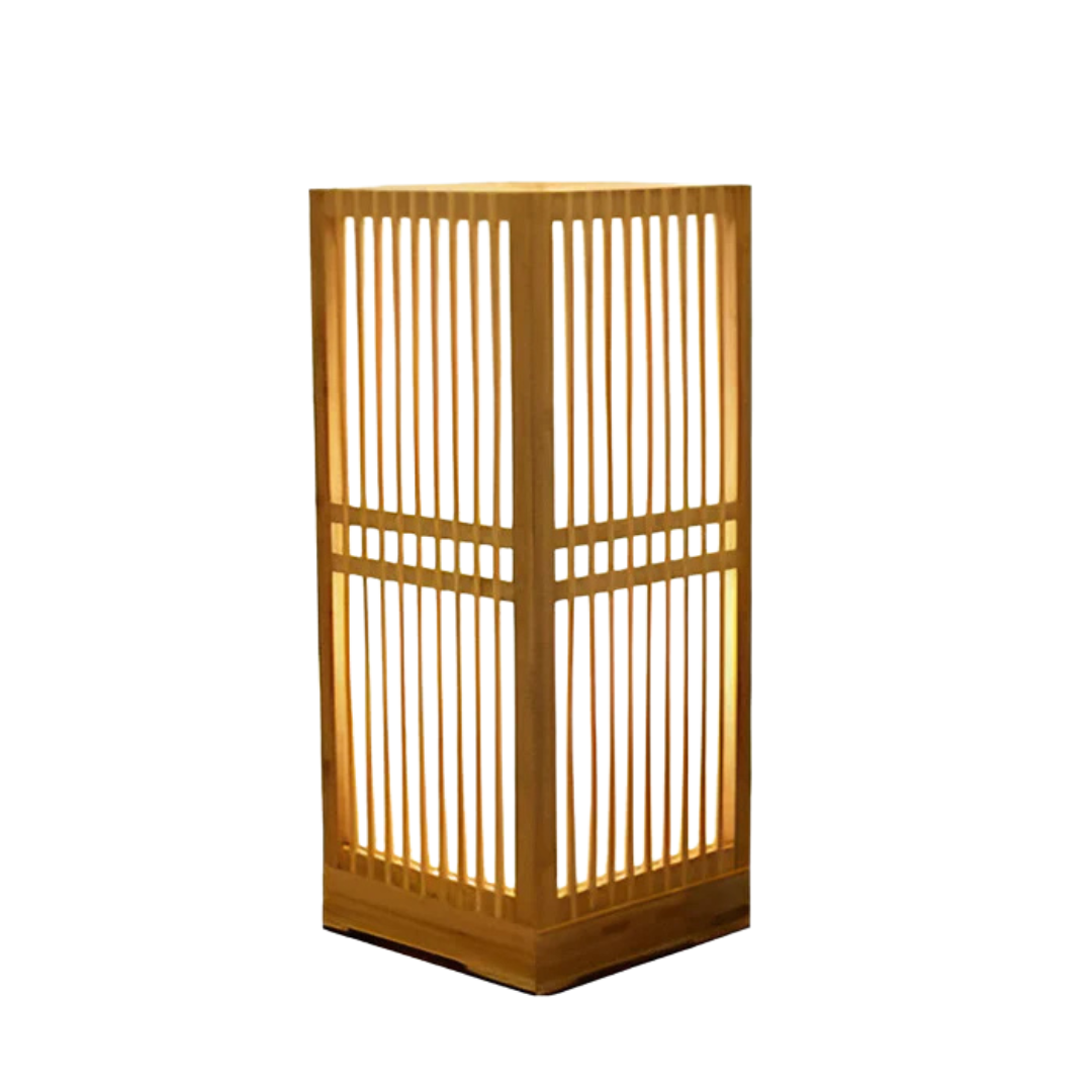 Hinata bambu LED-bordslampa i japansk stil för sovrum och skrivbord, lugnt sken