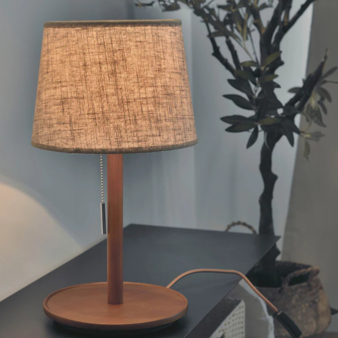 Orionyx Nordic Walnut Wood LED Table Lamp With Warm Glow