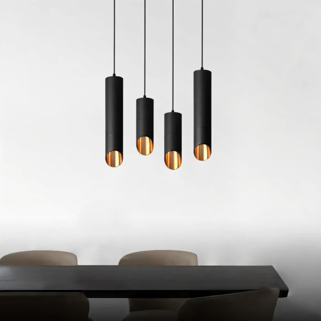 Lumora Tube Pendant Light in Aluminum for Dining Tables and Living Areas