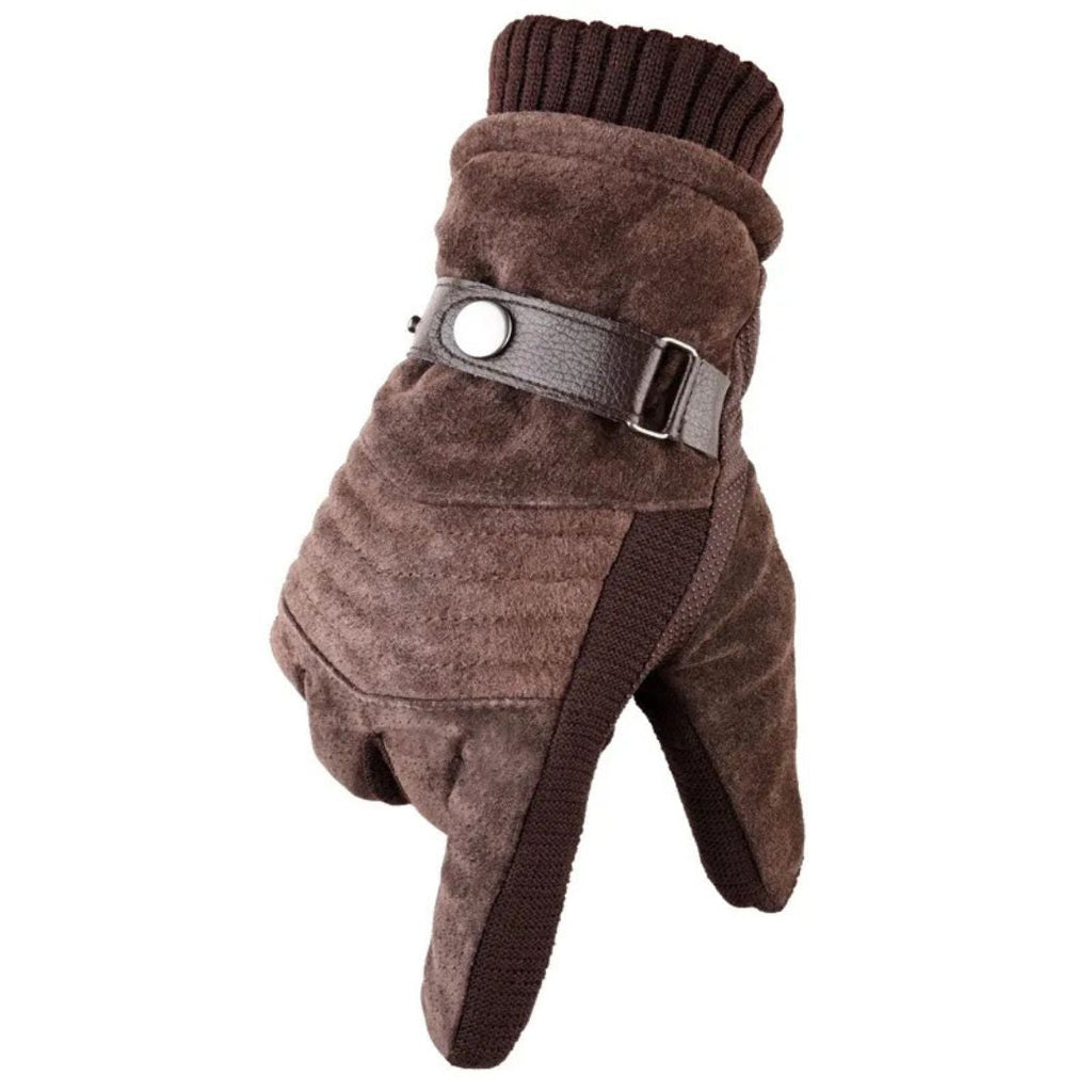 Guanti Invernali Touch Screen da Uomo con Calore, Comfort e Cinturino in Vera Pelle