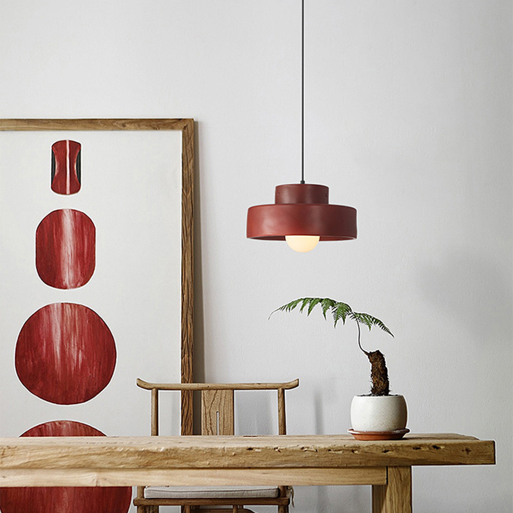 Novaara Resin Pendant Light in Vintage Wabi Sabi Style Red, Green or Black
