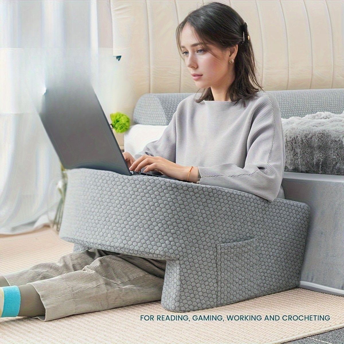 CozyNest Extra Large Memory Foam Reading Pillow With Arm Support For Gaming And Work