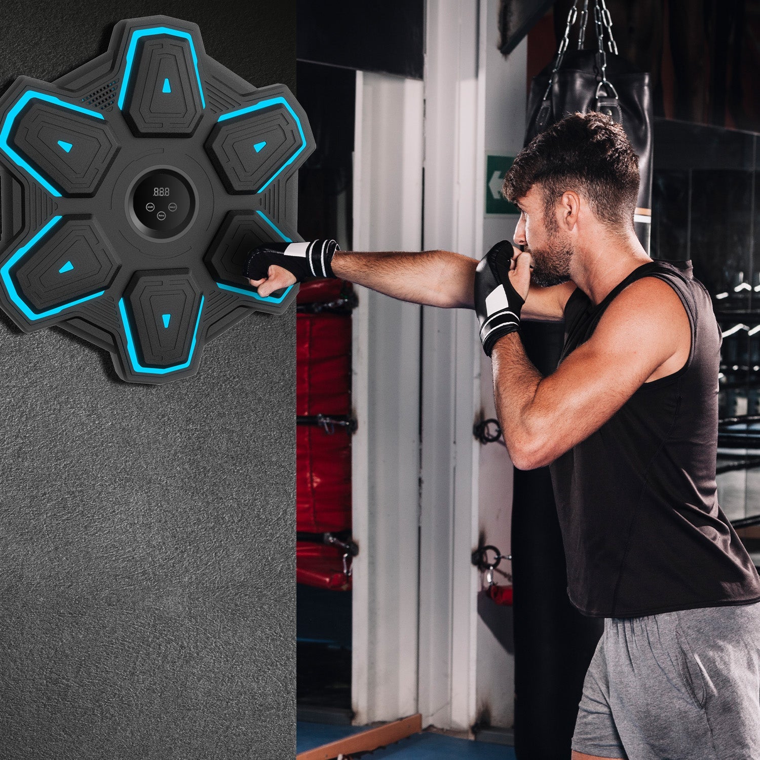Hudební boxovací stroj s boxerskými rukavicemi pro domácí cvičení