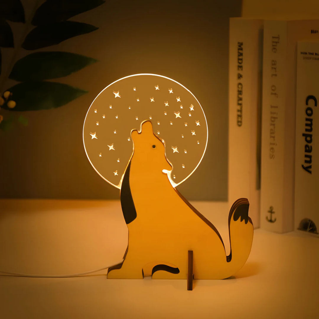 AuroraWood LED Night Light in Wood and Acrylic for Warm Bedroom Glow
