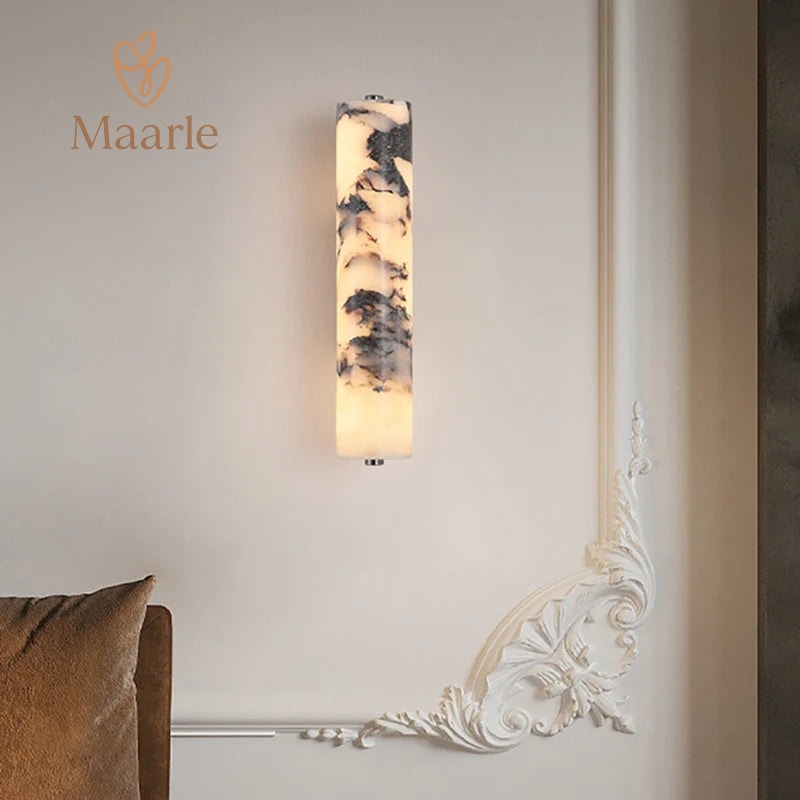 Marvello | Natural Marble Cylindrical Wall Lamp for Bedroom and Stairs