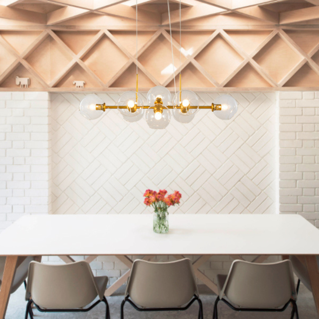 Solara Gold Glass Pendant Light With Elegant Globes For Dining Table