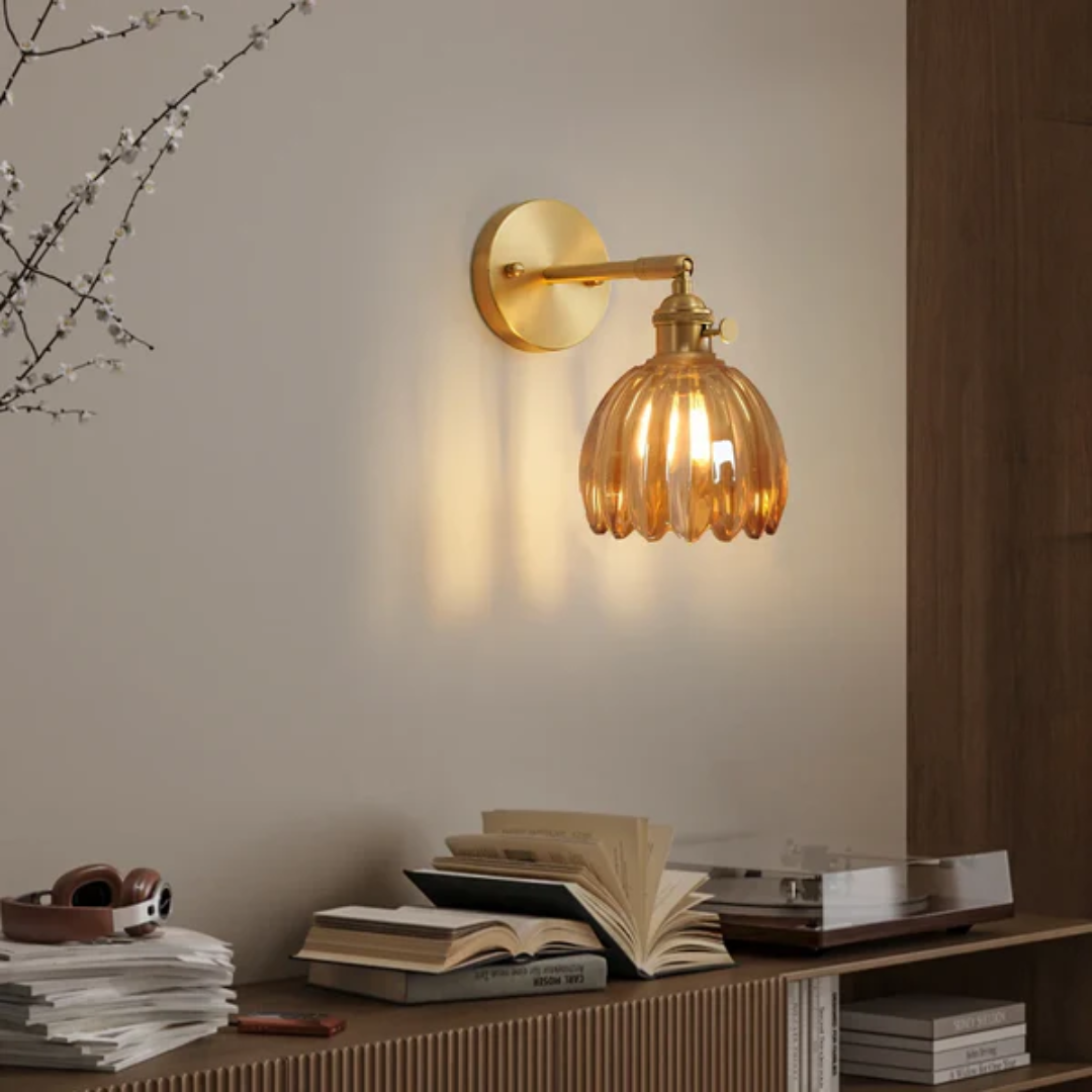 Lumira Tulip Glass Wall Light for Bedroom Ambience