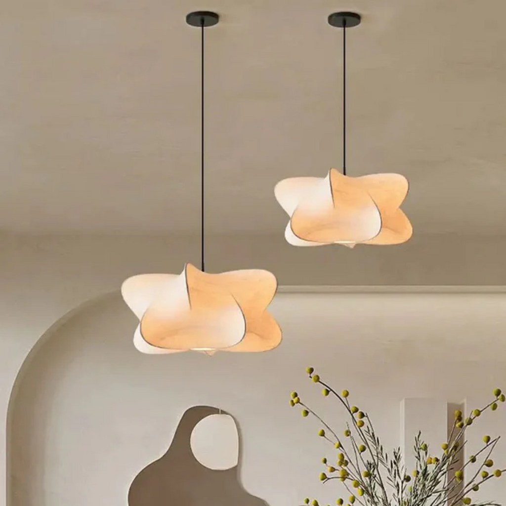 Lámpara colgante japonesa Soraine Wabi-Sabi para comedor