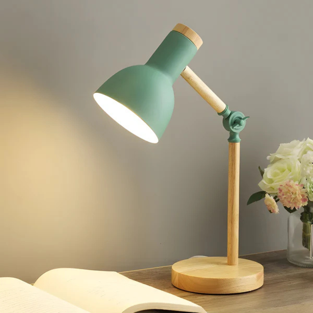 Liora Macaron Adjustable LED Wooden Table Lamp with Warm Glow