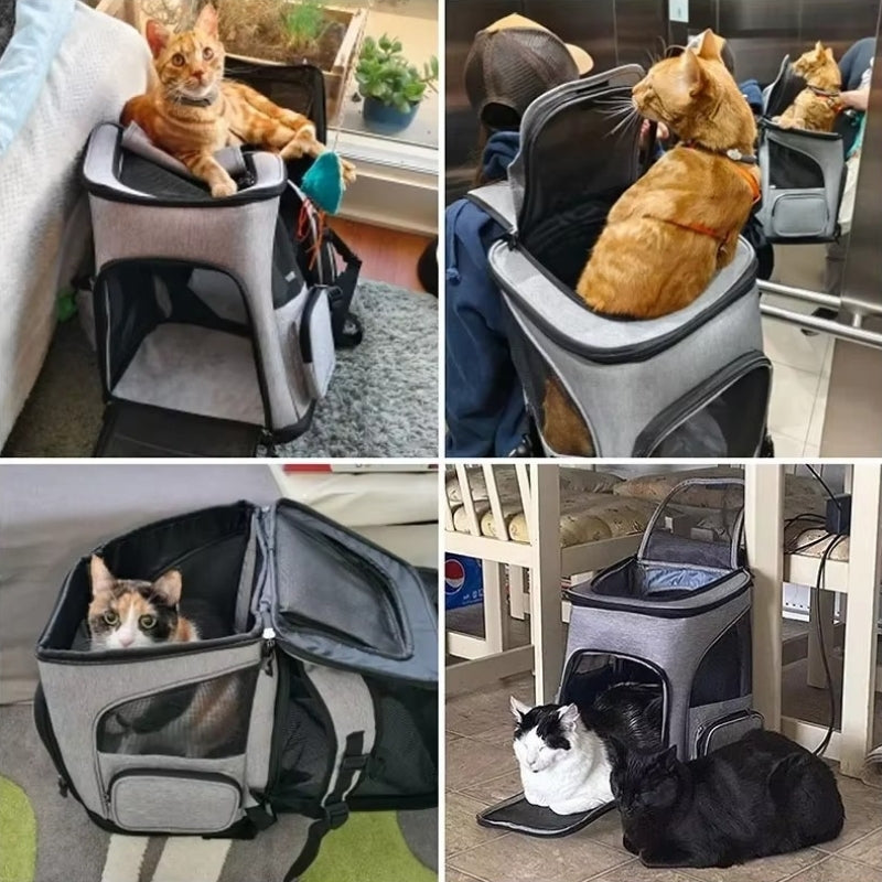 CozyNest Prodyšný batoh pro přepravu domácích mazlíčků, skládací a rozšiřitelný pro kočky a psy