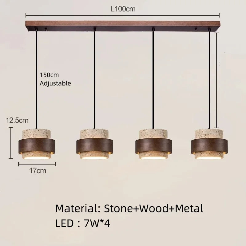 Korensa | Stone & Wood Pendelleuchte mit verstellbarem Kabel