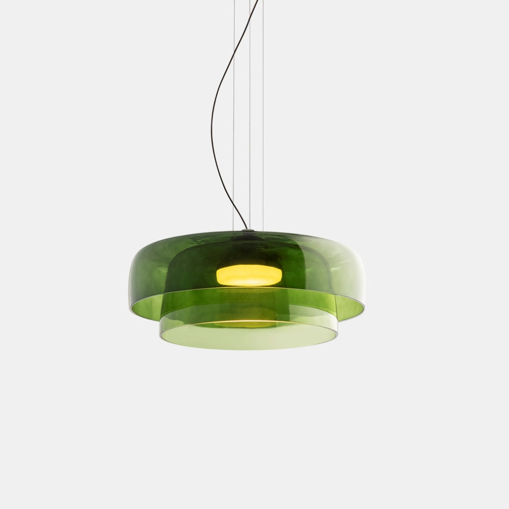 FjordGlow Glass Pendant Light With Metal Shade For Dining Room 110V-120V